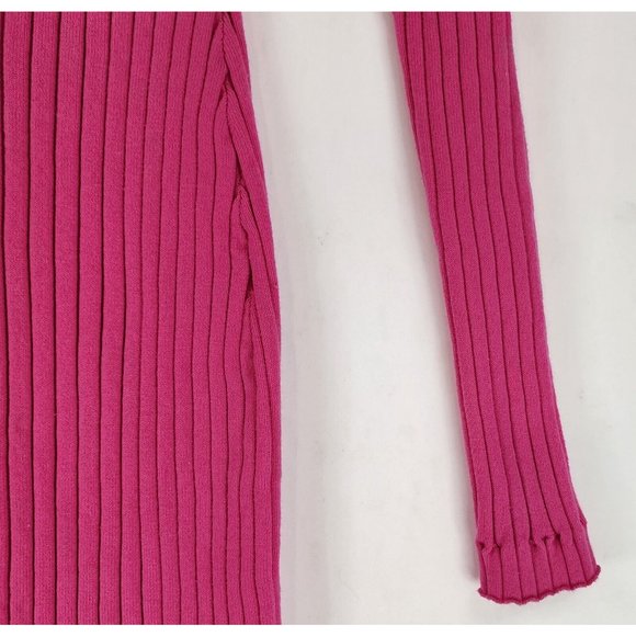 Endless Rose Dress Womens Small Pink Rulffe V Neck Ribbed Button Down Knit Mini - Picture 8 of 11